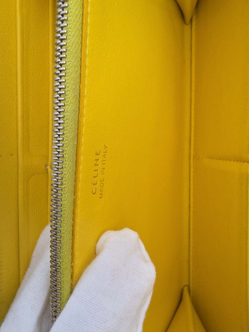 Céline Large Zip Around Multifunction Wallet in Grained Calfskin Taupe and Yello - Picture 9 of 16